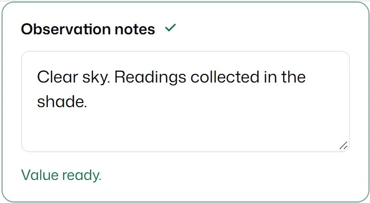 An Observation notes text area with three lines of text.