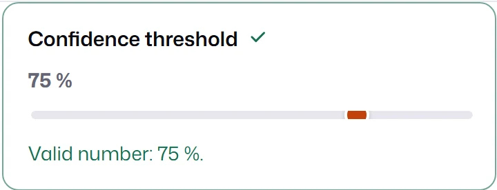A Confidence threshold slider set to 75 %.